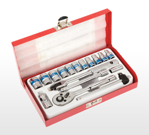 Metal Kutulu 1/4'' DR 17 Parça Lokma Takımı 6 Köşe CR-V